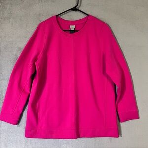Chicos Zenergy 1 Hot Pink Pullover Sweatshirt Womens Sz M 8/10 Long Sleeve